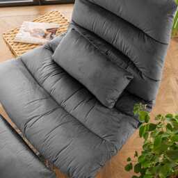 Manu Swivel Chair With Footstool And Pillow In Grey - thumbnail 4