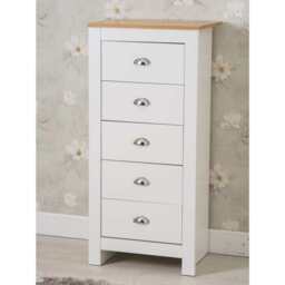 Heritage 5 Drawer Tall Chest Storage Cabinet, White - thumbnail 2
