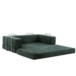 Hugspacee Velvet Compressed Daybed Upholstered Lounge Sofa, Dark Green - thumbnail 1