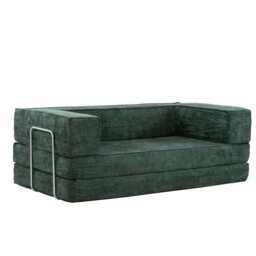 Hugspacee Velvet Compressed Daybed Upholstered Lounge Sofa, Dark Green - thumbnail 3