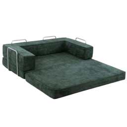Hugspacee Velvet Compressed Daybed Upholstered Lounge Sofa, Dark Green - thumbnail 2