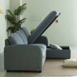 Anti-Scratching Microfibre Fabric Corner Sofa Storage Sofa 3 Seater Corner Sofa With Chaise, Blue - thumbnail 6