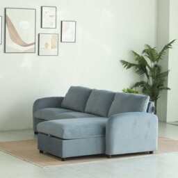Anti-Scratching Microfibre Fabric Corner Sofa Storage Sofa 3 Seater Corner Sofa With Chaise, Blue - thumbnail 8