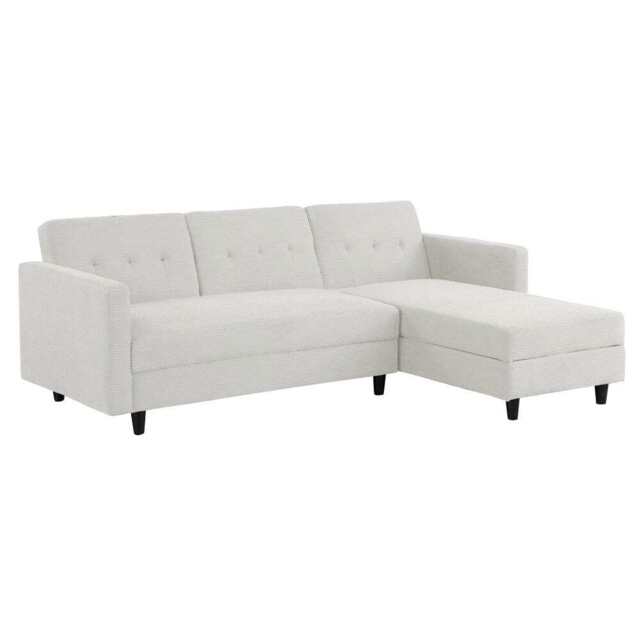 Avery Reversible White Corduroy Corner Sofa With Storage Chaise and Ottoman Bench, Corner Sofa Set - image 1