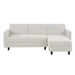 Avery Reversible White Corduroy Corner Sofa With Storage Chaise and Ottoman Bench, Corner Sofa Set - thumbnail 2