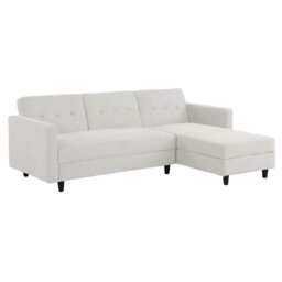 Avery Reversible White Corduroy Corner Sofa With Storage Chaise and Ottoman Bench, Corner Sofa Set - thumbnail 1