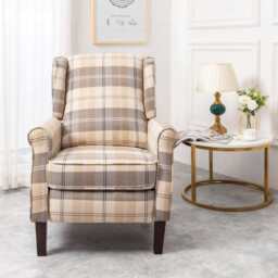 Ascot Wingback Fabric Recliner Chair In Brown Tartan - thumbnail 3