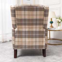 Ascot Wingback Fabric Recliner Chair In Brown Tartan - thumbnail 4