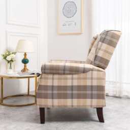 Ascot Wingback Fabric Recliner Chair In Brown Tartan - thumbnail 7