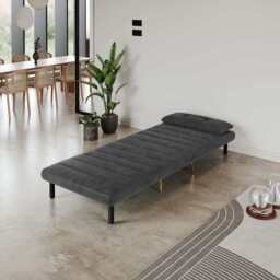 Jola Velvet Foldable Single Sofa Bed with Pillow, Grey - thumbnail 3