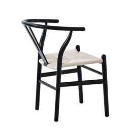 Set Of 2 Boho Beech Wood Dining Chairs, Black - thumbnail 7