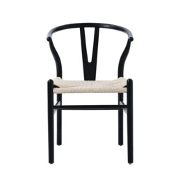 Set Of 2 Boho Beech Wood Dining Chairs, Black - thumbnail 5