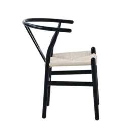 Set Of 2 Boho Beech Wood Dining Chairs, Black - thumbnail 6