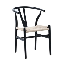Set Of 2 Boho Beech Wood Dining Chairs, Black - thumbnail 4