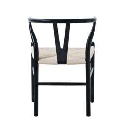Set Of 2 Boho Beech Wood Dining Chairs, Black - thumbnail 8