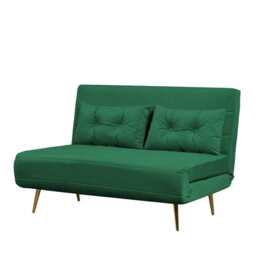 Jola Velvet Foldable 2 Seater Sofa Bed with Pillows, Green - thumbnail 4