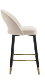 Set Of 2 Amore Velvet Upholstery Bar Stool With Gold Ornament, Beige - thumbnail 4