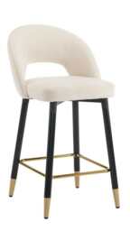 Set Of 2 Amore Velvet Upholstery Bar Stool With Gold Ornament, Beige - thumbnail 2