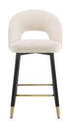Set Of 2 Amore Velvet Upholstery Bar Stool With Gold Ornament, Beige - thumbnail 3