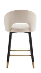 Set Of 2 Amore Velvet Upholstery Bar Stool With Gold Ornament, Beige - thumbnail 6