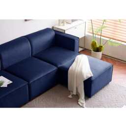 Tessa Modular 4 Seater Sofa with 2 Ottomans, Velvet Dark Blue - thumbnail 3