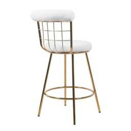 Set Of 2 Etta Boucle Bar Stools With Wire Backrest And Golden Leg - thumbnail 8