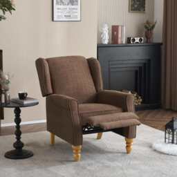 Ascot Velvet Pushback Recliner Chair, Brown