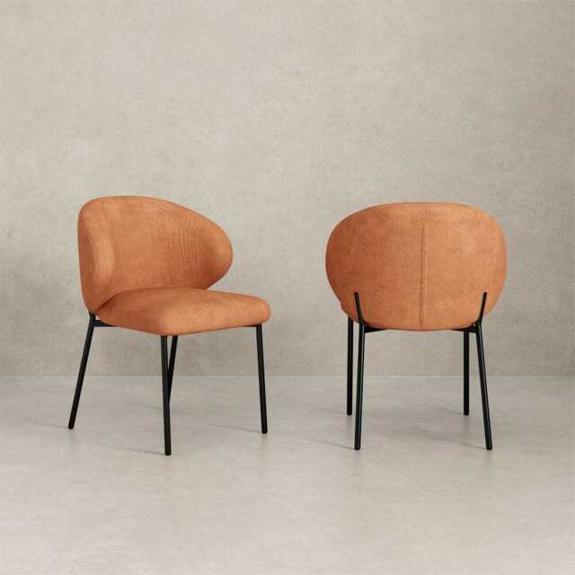 Orchid Set Of 2 Velvet Dining Chair, Orange