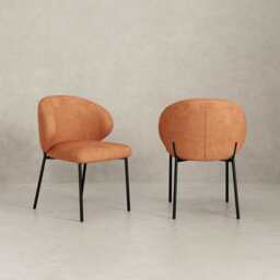 Orchid Set Of 2 Velvet Dining Chair, Orange