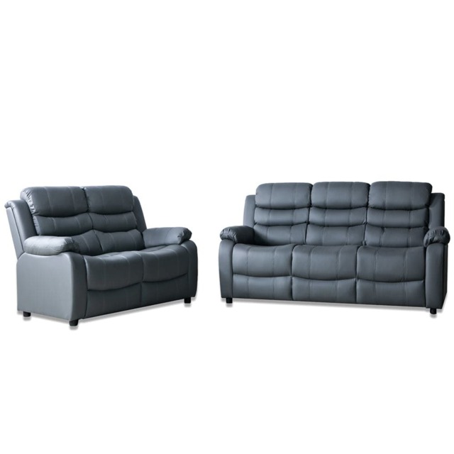 PU Fixed Grey 2 Seater Sofa /3 Seater Sofa Set, 3+2 Seater