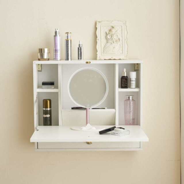 Heritage Foldable Floating Desk Dressing Desk Wall-Mounted Drop-Leaf Table, White