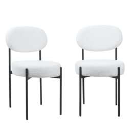 Set Of 2 Essie Round Upholstered Boucle Dining Chair, Beige Boucle - thumbnail 5