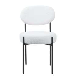 Set Of 2 Essie Round Upholstered Boucle Dining Chair, Beige Boucle - thumbnail 6