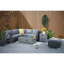 Vancouver Steel Frame 6 Seater Corner Sofa Set with Ice Bucket and Fire Pit Coffee Table, Grey - thumbnail 5