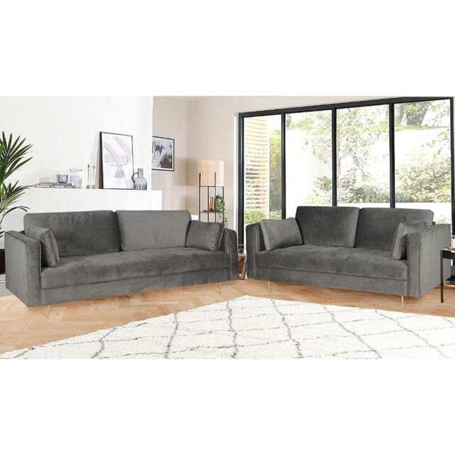 Avery 3+2 Seater Sofa Set with Scatter Cushions, Grey - image 1