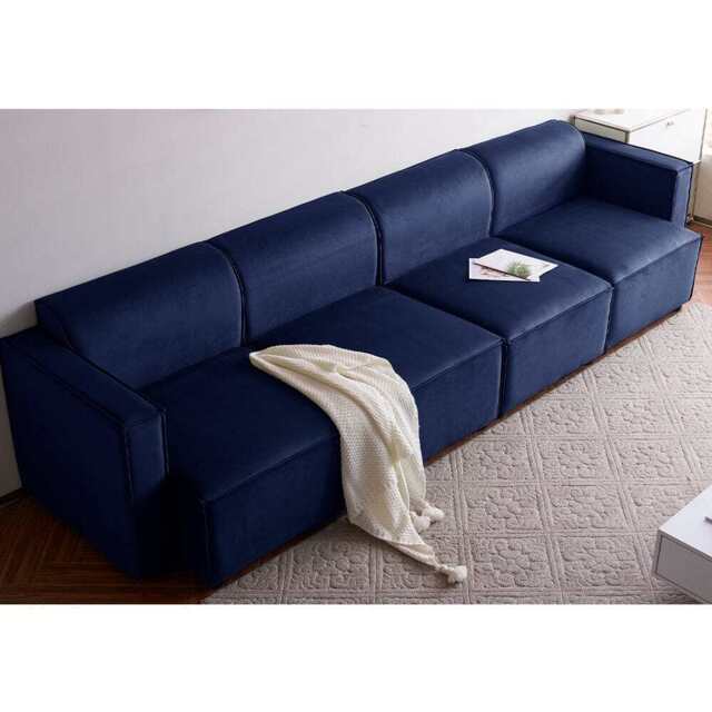 Tessa Modular 4 Seater Sofa, Velvet Dark Blue - image 1