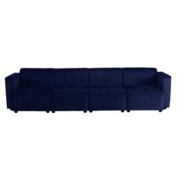 Tessa Modular 4 Seater Sofa, Velvet Dark Blue - thumbnail 6