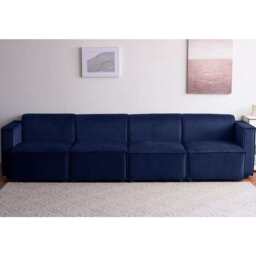 Tessa Modular 4 Seater Sofa, Velvet Dark Blue - thumbnail 3