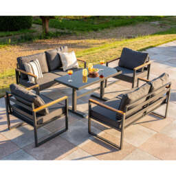 Hamburg 6‑Seater Steel Frame Garden Modular Sofa Set with Lifting Up Table - thumbnail 3