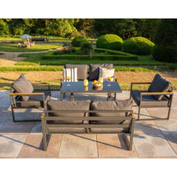 Hamburg 6‑Seater Steel Frame Garden Modular Sofa Set with Lifting Up Table - thumbnail 1
