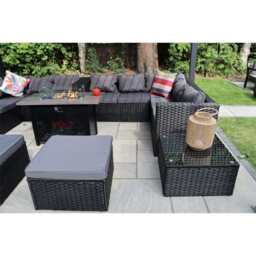 Vancouver 12 Seater Rattan Corner Sofa Patio Set Fire Pit Dining Table Set With Parasol Option, Without Parasol - thumbnail 7