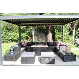 Vancouver 12 Seater Rattan Corner Sofa Patio Set Fire Pit Dining Table Set With Parasol Option, Without Parasol - thumbnail 6