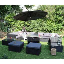 Vancouver 12 Seater Rattan Corner Sofa Patio Set Fire Pit Dining Table Set With Parasol Option, Without Parasol - thumbnail 2