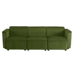 Tessa Modular 3 Seater Sofa, Velvet Moss Green - thumbnail 7