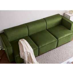 Tessa Modular 3 Seater Sofa, Velvet Moss Green - thumbnail 2