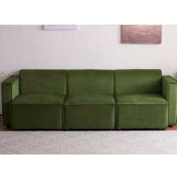 Tessa Modular 3 Seater Sofa, Velvet Moss Green - thumbnail 3