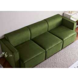 Tessa Modular 3 Seater Sofa, Velvet Moss Green - thumbnail 4