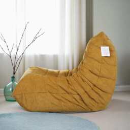 Ponyo Plush Caterpillar Sofa Chair Padded Lounger Lazy Chair Reading Chair, Mustard - thumbnail 3