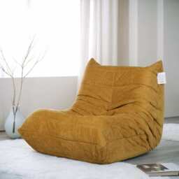 Ponyo Plush Caterpillar Sofa Chair Padded Lounger Lazy Chair Reading Chair, Mustard - thumbnail 1