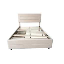 Cibor Wooden Bed Frame with 2 Drawers Single Bed or Double Bed, Double Size Frame / Cream - thumbnail 2
